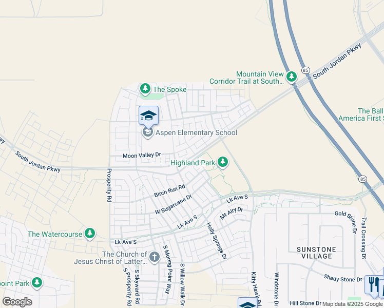 map of restaurants, bars, coffee shops, grocery stores, and more near 6192 South Jordan Parkway West in South Jordan