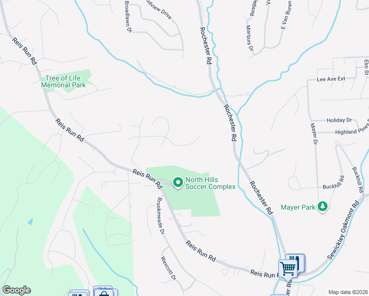 map of restaurants, bars, coffee shops, grocery stores, and more near 228 Wallingford Drive in Pittsburgh