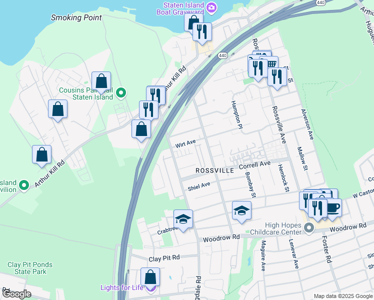 map of restaurants, bars, coffee shops, grocery stores, and more near 18 Phyllis Court in Staten Island