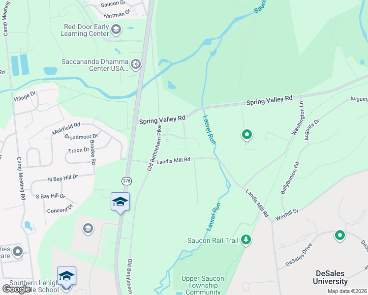 map of restaurants, bars, coffee shops, grocery stores, and more near 5450 Landis Mill Road in Bethlehem