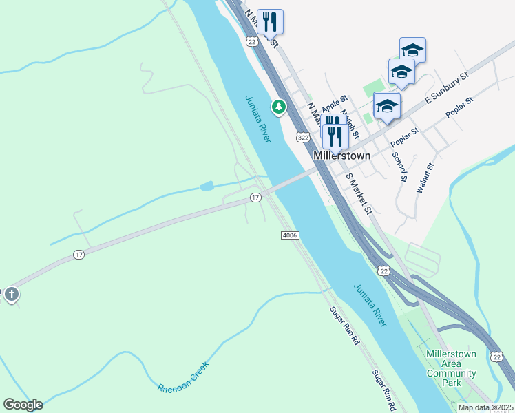 map of restaurants, bars, coffee shops, grocery stores, and more near 50 Jebeke Lane in Millerstown