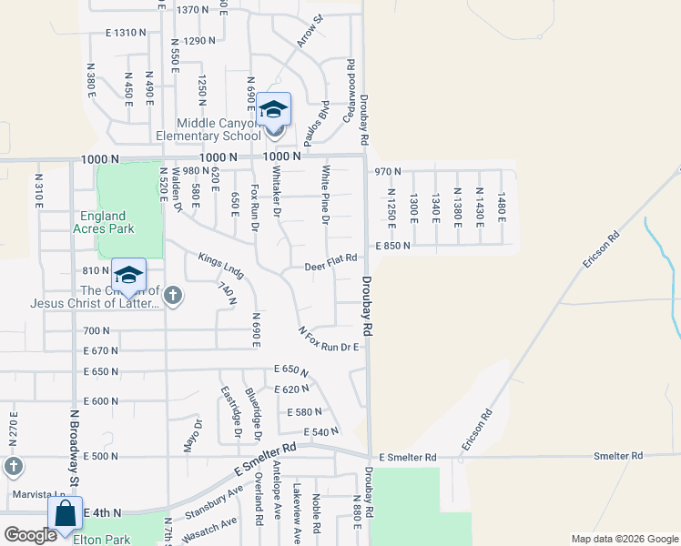map of restaurants, bars, coffee shops, grocery stores, and more near 874 East 790 North in Tooele