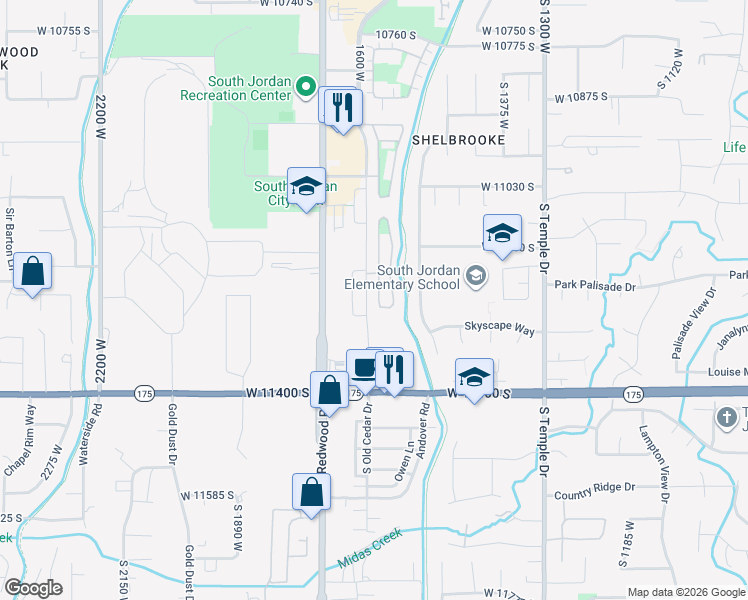 map of restaurants, bars, coffee shops, grocery stores, and more near 11184 South Heather Grove Lane in South Jordan