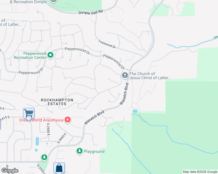map of restaurants, bars, coffee shops, grocery stores, and more near 14 Cobblewood Cove in Sandy
