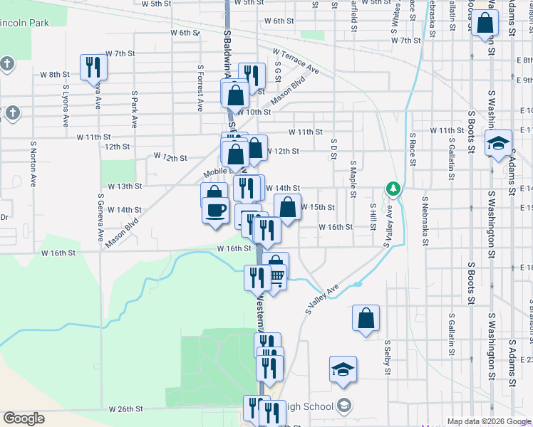 map of restaurants, bars, coffee shops, grocery stores, and more near 1412-1500 State Route 15 in Marion