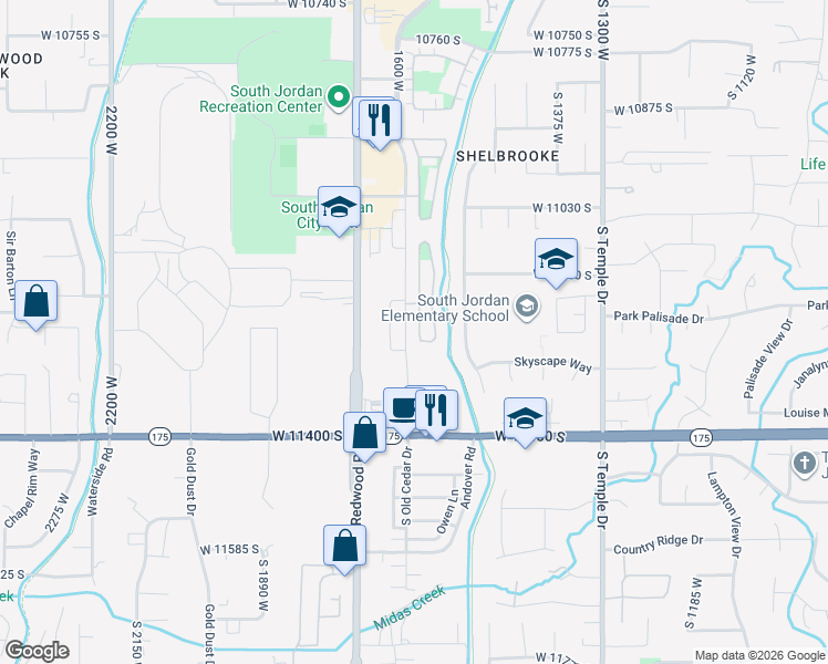 map of restaurants, bars, coffee shops, grocery stores, and more near 11184 South Heather Grove Lane in South Jordan