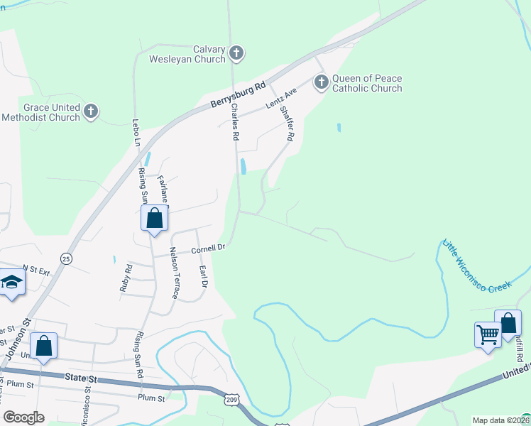 map of restaurants, bars, coffee shops, grocery stores, and more near 509 Shaffer Road in Millersburg