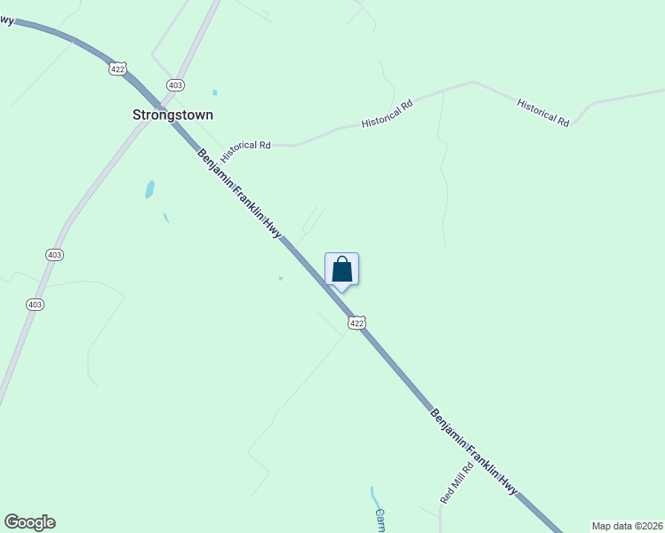 map of restaurants, bars, coffee shops, grocery stores, and more near 15149 U.S. 422 in Strongstown