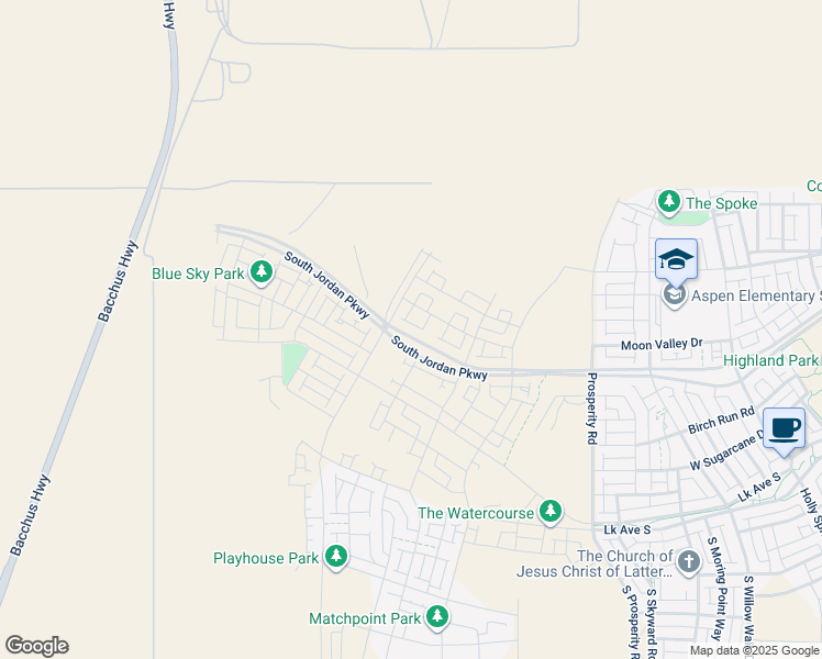 map of restaurants, bars, coffee shops, grocery stores, and more near 6798 South Jordan Parkway West in South Jordan