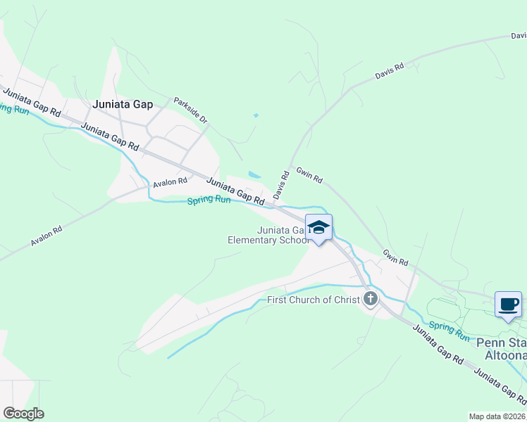 map of restaurants, bars, coffee shops, grocery stores, and more near 3365 Juniata Gap Rd in Altoona