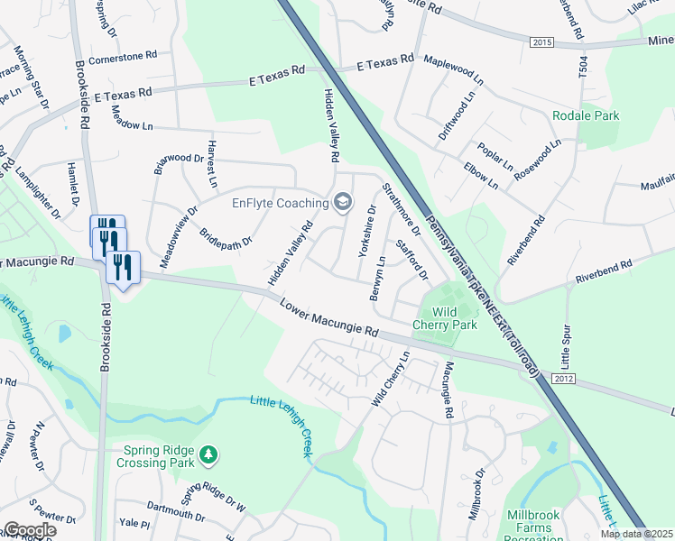 map of restaurants, bars, coffee shops, grocery stores, and more near 4830 Somerset Lane in Macungie
