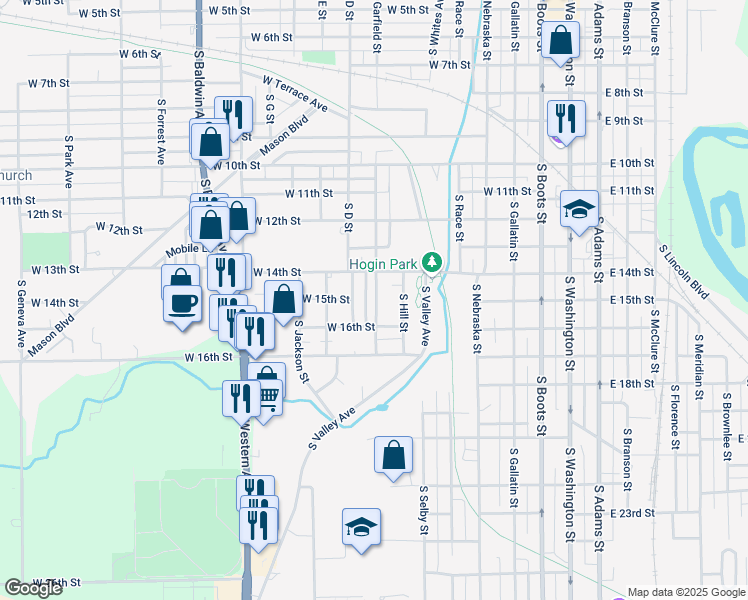 map of restaurants, bars, coffee shops, grocery stores, and more near 1502 South Maple Street in Marion