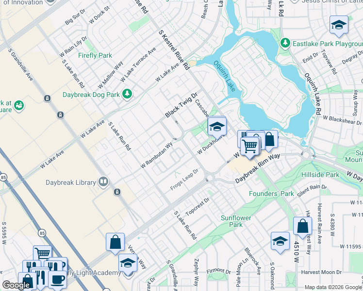 map of restaurants, bars, coffee shops, grocery stores, and more near 11199 Oakmond Road in South Jordan