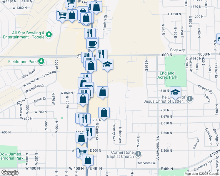 map of restaurants, bars, coffee shops, grocery stores, and more near in Tooele