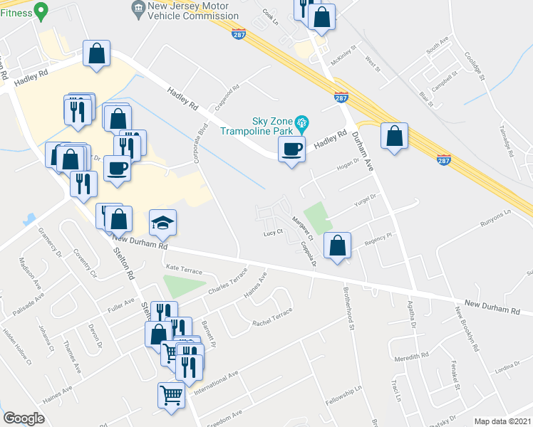 map of restaurants, bars, coffee shops, grocery stores, and more near 1112 Staats Court in South Plainfield