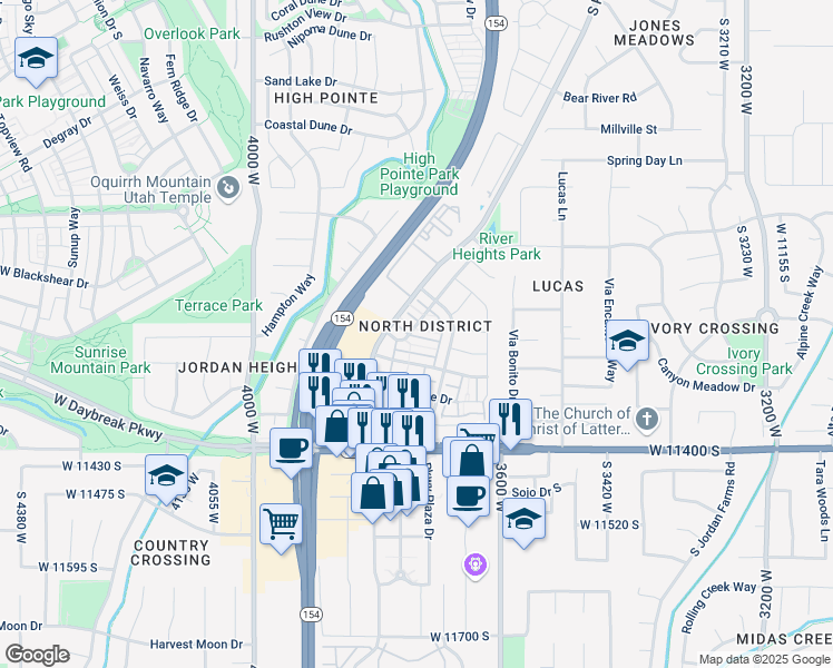 map of restaurants, bars, coffee shops, grocery stores, and more near in Riverton
