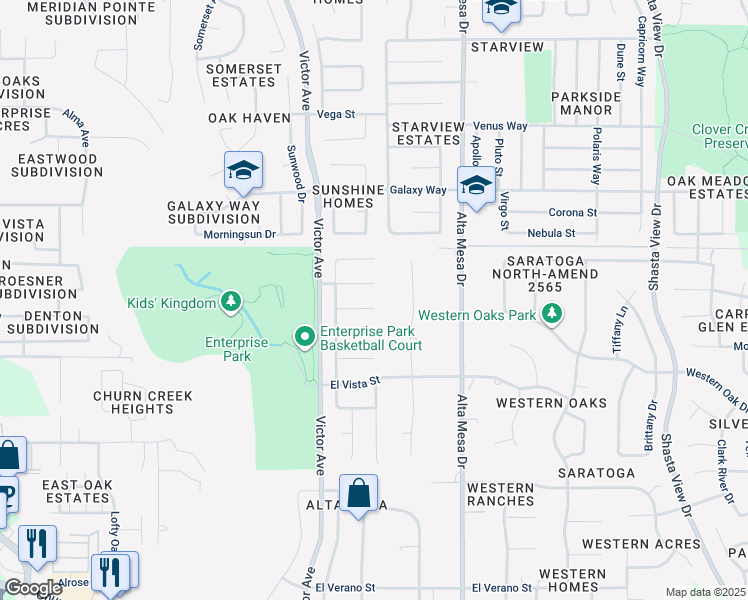 map of restaurants, bars, coffee shops, grocery stores, and more near 1983 Chiella Lane in Redding