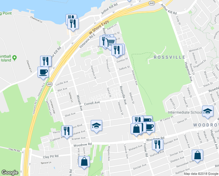 map of restaurants, bars, coffee shops, grocery stores, and more near 194 Balsam Place in Staten Island