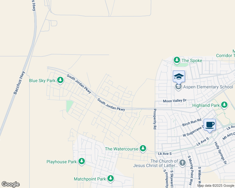 map of restaurants, bars, coffee shops, grocery stores, and more near 6714 West Miramar Street in South Jordan