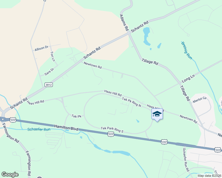 map of restaurants, bars, coffee shops, grocery stores, and more near 9815 Haas Hill Road in Breinigsville