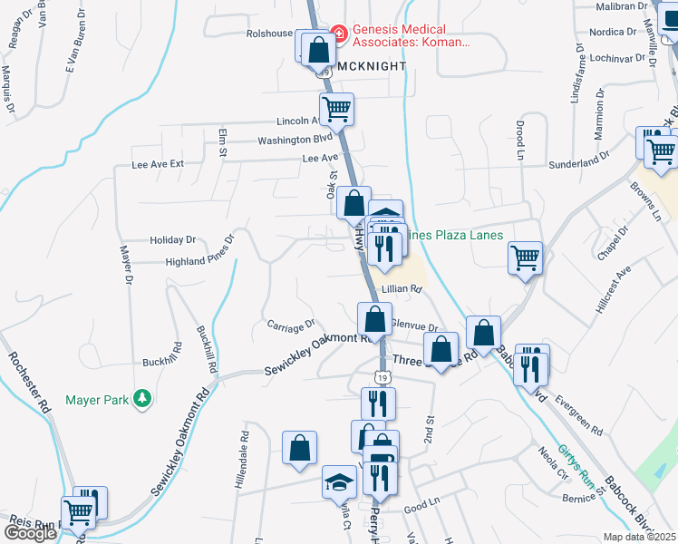map of restaurants, bars, coffee shops, grocery stores, and more near 1125 Perry Highway in Pittsburgh