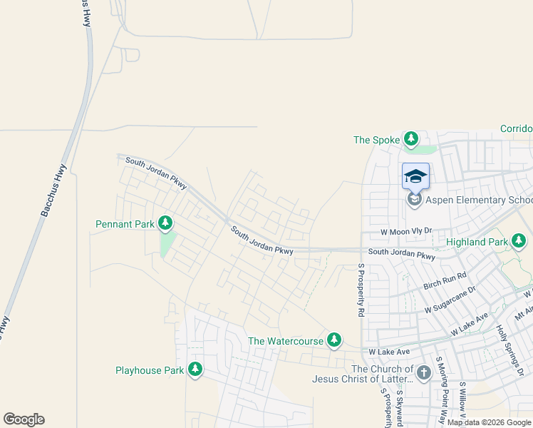 map of restaurants, bars, coffee shops, grocery stores, and more near 6738 West Miramar Street in South Jordan