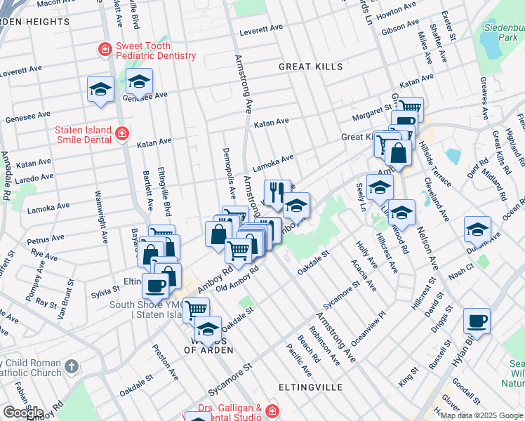 map of restaurants, bars, coffee shops, grocery stores, and more near 144 Wilson Avenue in Staten Island