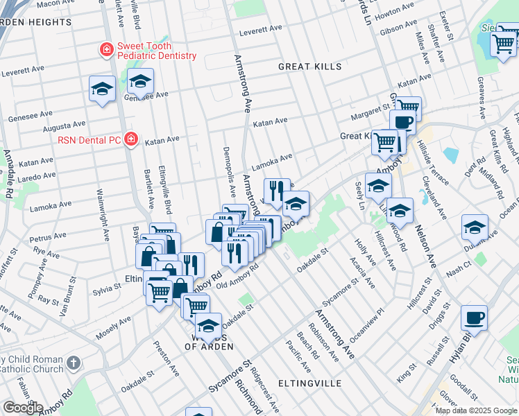 map of restaurants, bars, coffee shops, grocery stores, and more near 176 Wilson Avenue in Staten Island