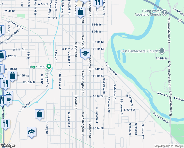 map of restaurants, bars, coffee shops, grocery stores, and more near 224 E 14th St in Marion