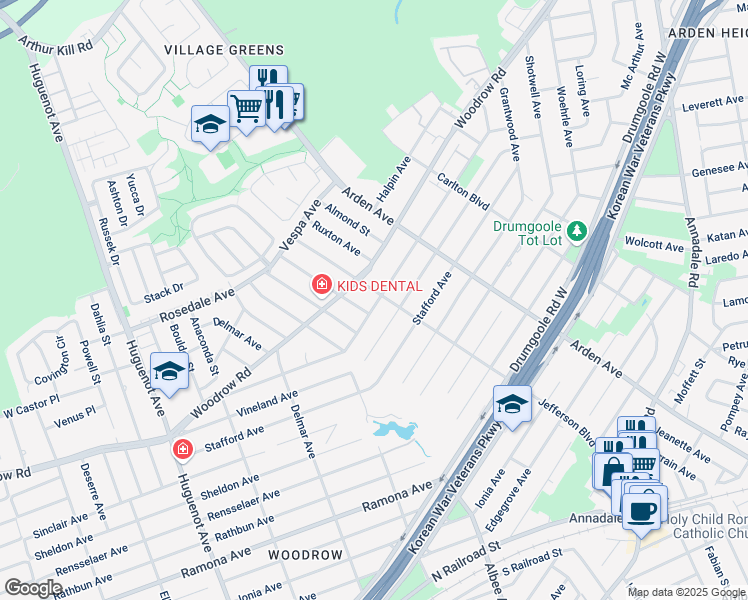 map of restaurants, bars, coffee shops, grocery stores, and more near 458 Jefferson Boulevard in Staten Island
