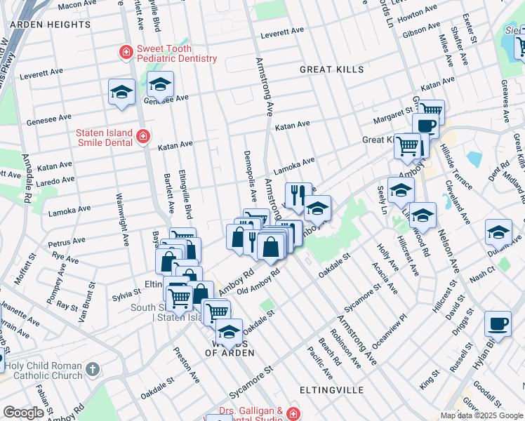 map of restaurants, bars, coffee shops, grocery stores, and more near 554 Armstrong Avenue in Staten Island
