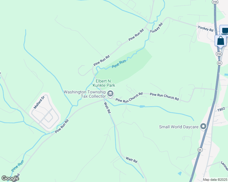 map of restaurants, bars, coffee shops, grocery stores, and more near 285 Pine Run Church Road in Apollo