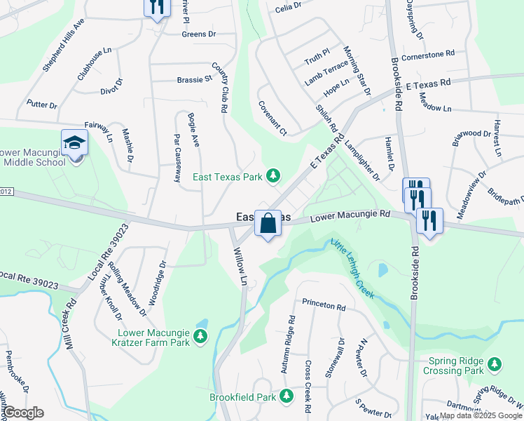 map of restaurants, bars, coffee shops, grocery stores, and more near in East Texas