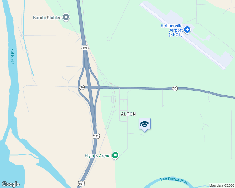 map of restaurants, bars, coffee shops, grocery stores, and more near 2754 Van Duzen Street in Fortuna