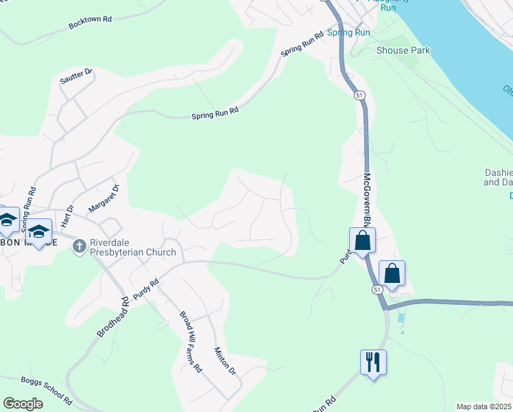 map of restaurants, bars, coffee shops, grocery stores, and more near 1616 Lilac Lane in Crescent Township