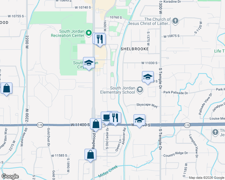 map of restaurants, bars, coffee shops, grocery stores, and more near 11171 South Heather Grove Lane in South Jordan