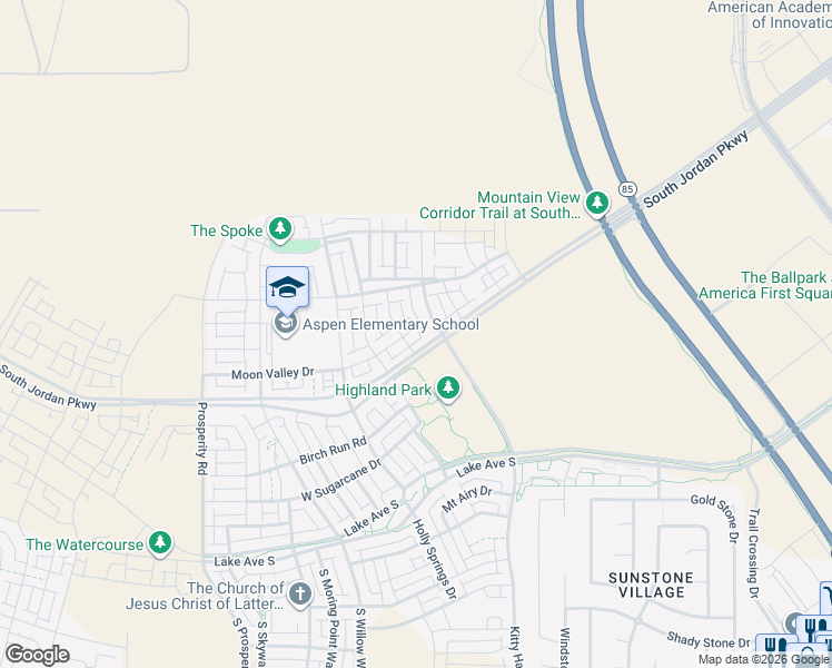 map of restaurants, bars, coffee shops, grocery stores, and more near 6149 West Moon Valley Drive in South Jordan
