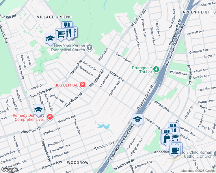 map of restaurants, bars, coffee shops, grocery stores, and more near 223 Vineland Avenue in Staten Island