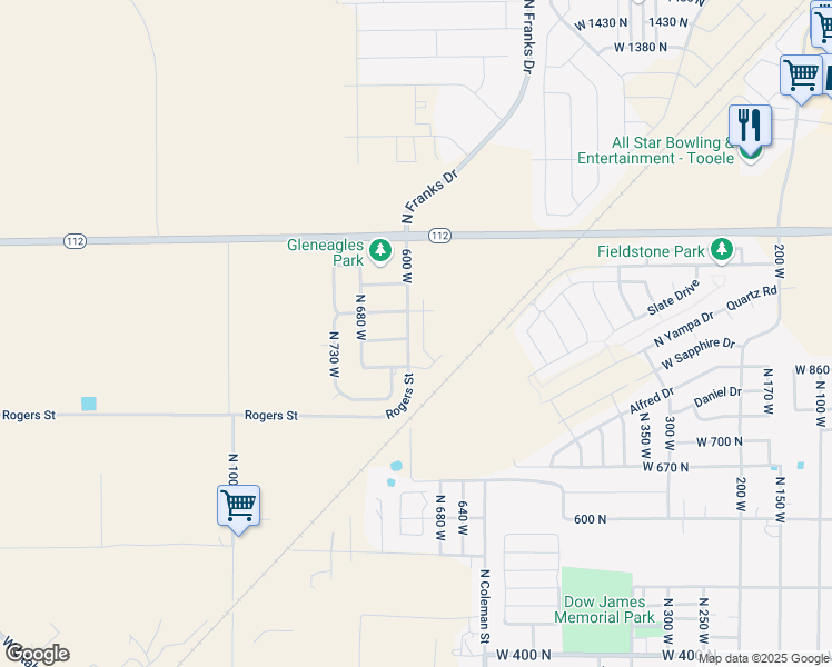map of restaurants, bars, coffee shops, grocery stores, and more near 861 Gleneagle Court in Tooele