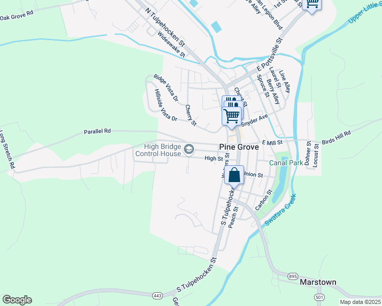 map of restaurants, bars, coffee shops, grocery stores, and more near 78 High Street in Pine Grove