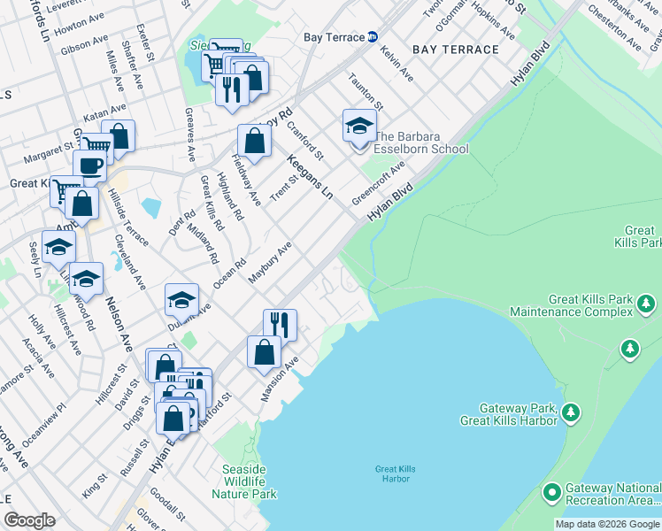 map of restaurants, bars, coffee shops, grocery stores, and more near in Staten Island