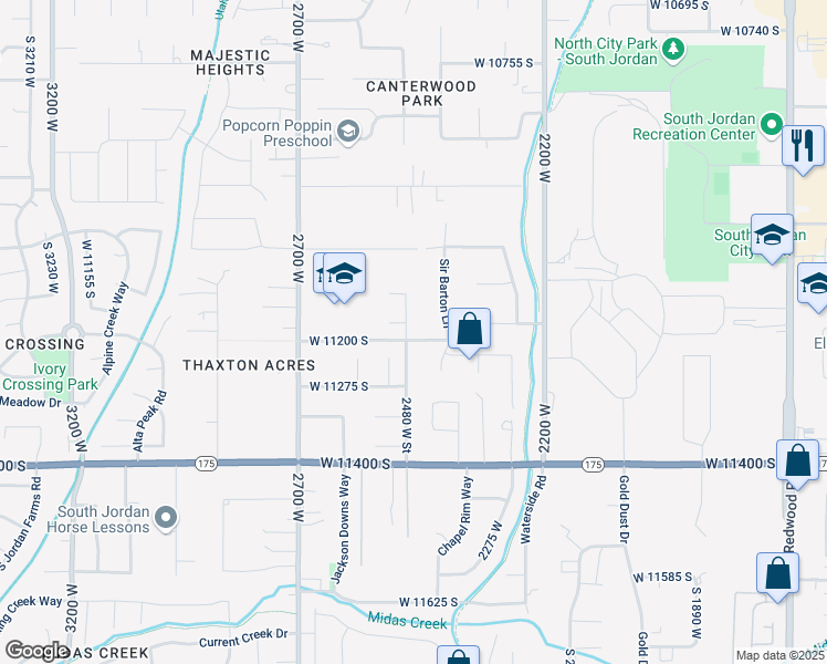 map of restaurants, bars, coffee shops, grocery stores, and more near 11187 South 2480 West in South Jordan