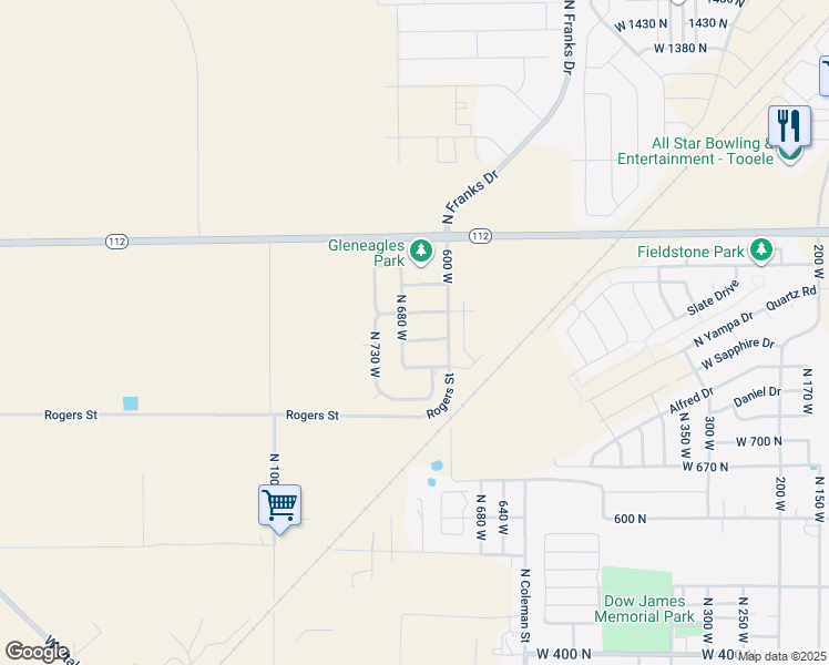 map of restaurants, bars, coffee shops, grocery stores, and more near 664 West 850 North in Tooele