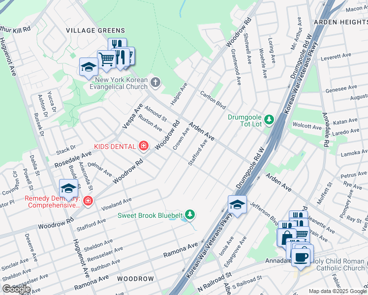 map of restaurants, bars, coffee shops, grocery stores, and more near 223 Vineland Avenue in Staten Island