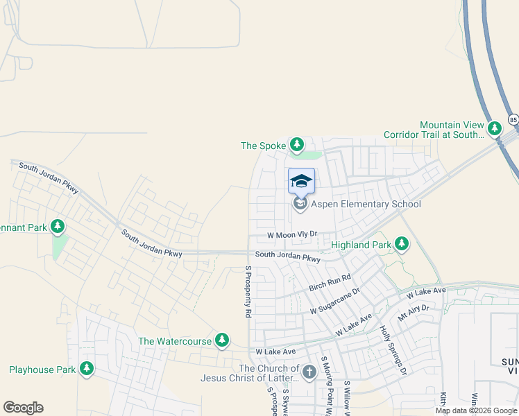 map of restaurants, bars, coffee shops, grocery stores, and more near 6463 Bethany Way in South Jordan