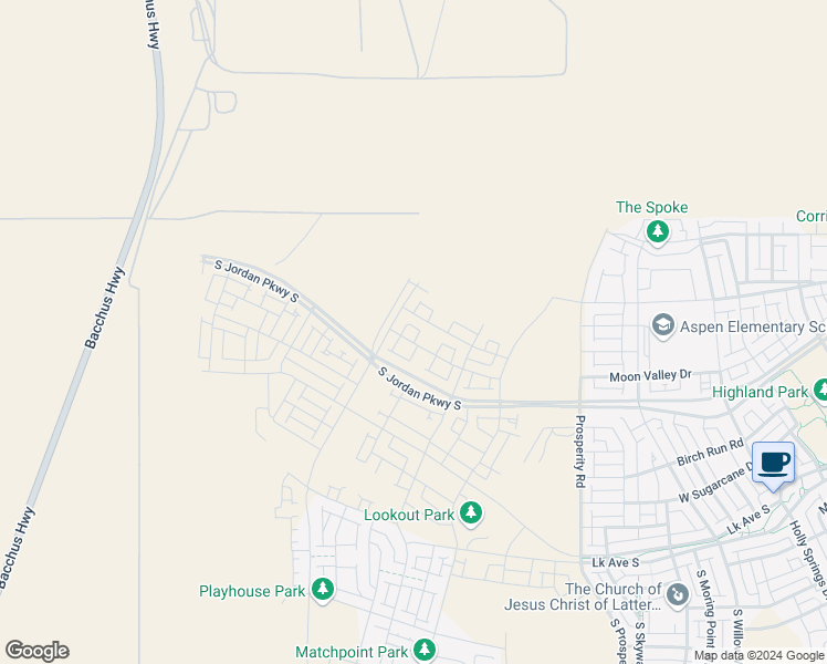map of restaurants, bars, coffee shops, grocery stores, and more near 6774 West Miramar Street in South Jordan
