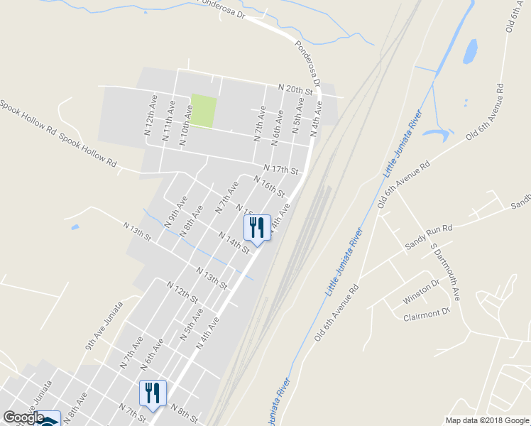 map of restaurants, bars, coffee shops, grocery stores, and more near 1510 North 5th Avenue in Altoona