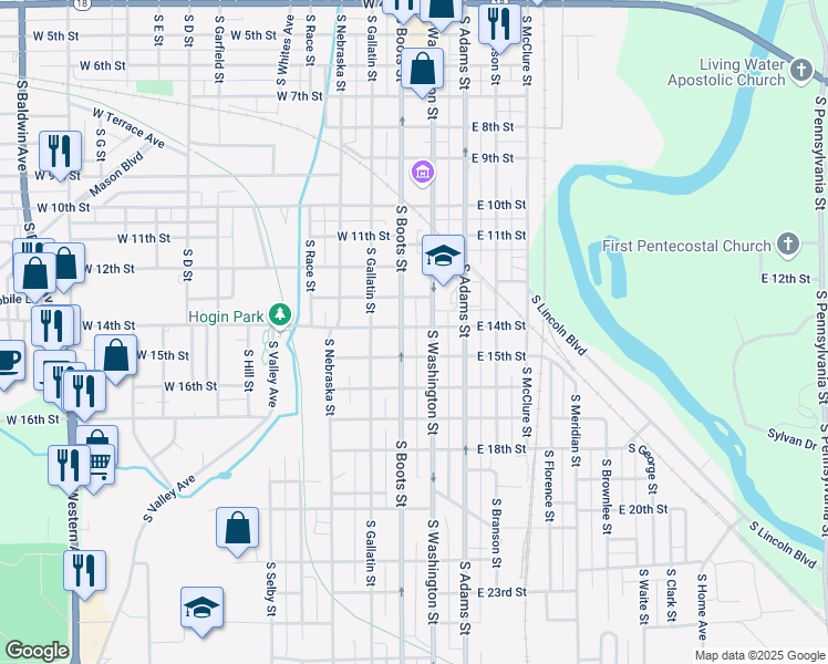 map of restaurants, bars, coffee shops, grocery stores, and more near 117 West 14th Street in Marion