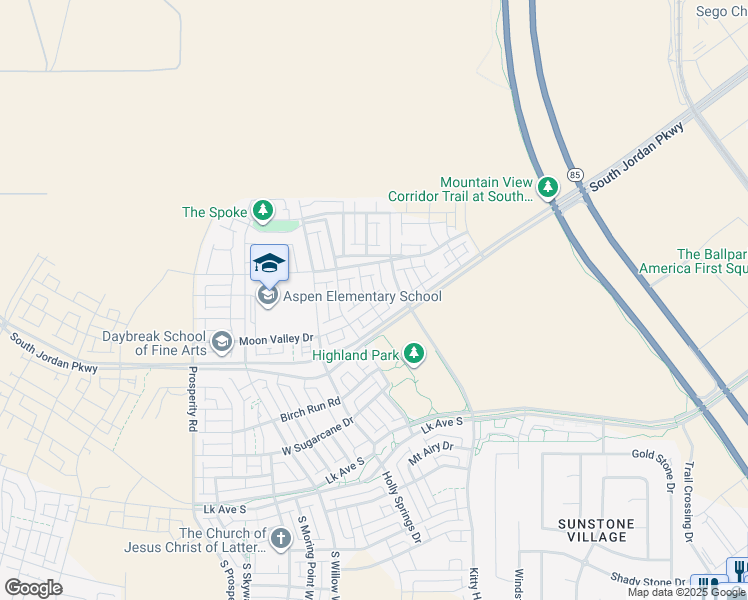map of restaurants, bars, coffee shops, grocery stores, and more near 6162 Moon Valley Drive in South Jordan