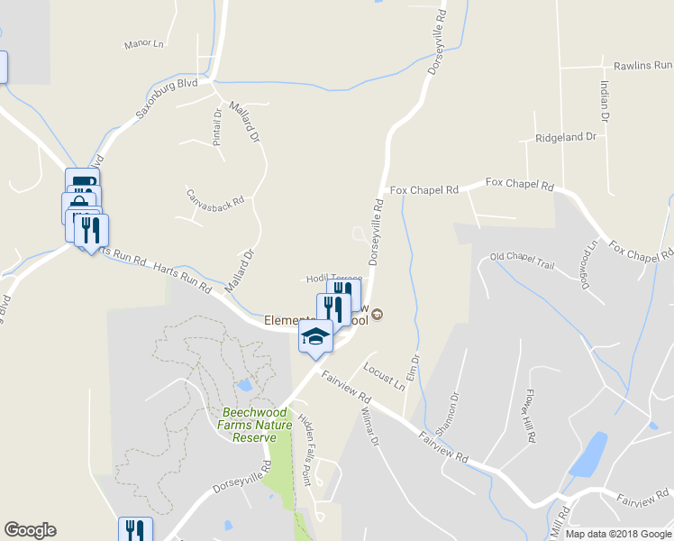 map of restaurants, bars, coffee shops, grocery stores, and more near 106 Hodil Terrace in Pittsburgh